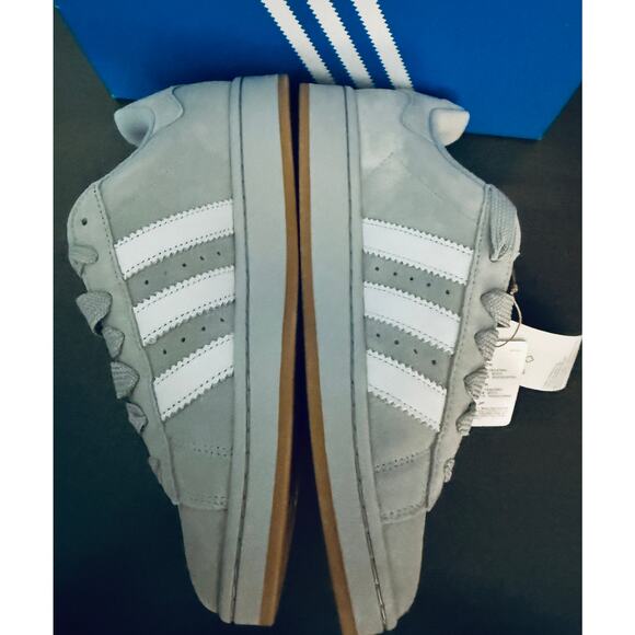 Iconic Adidas Original Campus 3-Stripes Lace Up Sneakers Gray / White Mens 8.5 - Picture 6 of 11